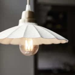 PR Home Hängeleuchte Ester, offwhite, Ø 24 cm, Eisen Stecker