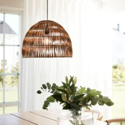 PR Home Hängeleuchte Lace, Rattanschirm, Ø 46 cm