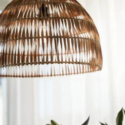 PR Home Hängeleuchte Lace, Rattanschirm, Ø 37 cm