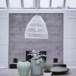 PR Home Hängeleuchte, Maja Outdoor, Ø 53 cm, weiß, Rattan