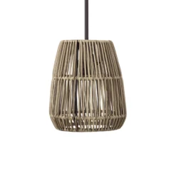 PR Home Hängeleuchte Saigon, Rattanoptik, grau, Ø 18 cm