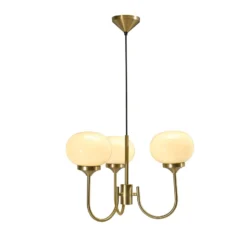 PR Home Kronleuchter Elsy messingfarben Glas creme 3-flammig