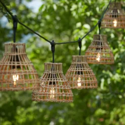 PR Home Sarah Außen-Lichterkette 5-flammig Rattan