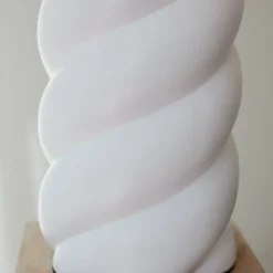 PR Home Spin Tischleuchte Ø 35cm weiß/Leinen natur