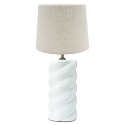 PR Home Spin Tischleuchte Ø 35cm weiß/Leinen natur