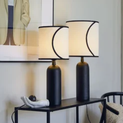 PR Home Tischlampe Carter Celyn Ava offwhite/schwarz Ø 20 cm