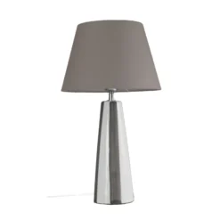 PR Home Tischlampe Leya, braun/weiß, Höhe 54 cm Metall/Stoff