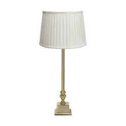 PR Home Tischlampe Linné Sofia Plissé 51 cm weiß/gold Leinen