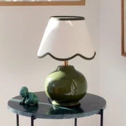 PR Home Tischlampe Nell, moosgrün, Keramik, 34 cm hoch, E27