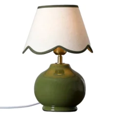 PR Home Tischlampe Nell, moosgrün, Keramik, 34 cm hoch, E27