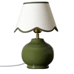 PR Home Tischlampe Nell, moosgrün, Keramik, 34 cm hoch, E27