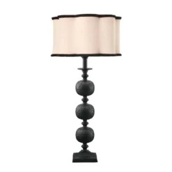 PR Home Tischleuchte Flory, schwarz/naturfarben, Höhe 70 cm