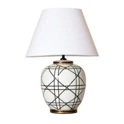 PR Home Tischleuchte New York, weiß, Höhe 60 cm, Keramik