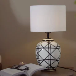 PR Home Tischleuchte New York, weiß, Höhe 46 cm, Keramik