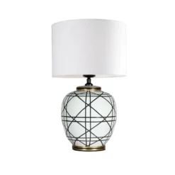 PR Home Tischleuchte New York, weiß, Höhe 61 cm, Keramik