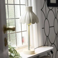 PR Home Tischleuchte Wera, creme/grün, Höhe 47 cm, Metall