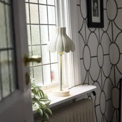PR Home Tischleuchte Wera, creme/grün, Höhe 47 cm, Metall