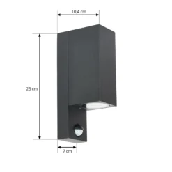 Prios Außenwandleuchte Tetje, schwarz, eckig, Sensor, 2er