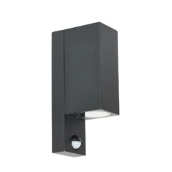 Prios Außenwandleuchte Tetje, schwarz, eckig, Sensor, 2er