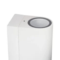 Prios Außenwandleuchte Tetje, weiß, rund, Sensor