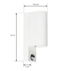 Prios Außenwandleuchte Tetje, weiß, rund, Sensor, 2er-Set