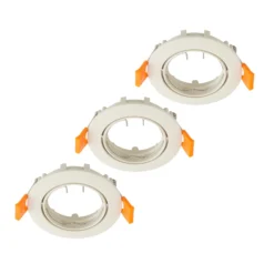 Prios Deckeneinbauleuchte Fibur, beige, Zink, Ø 8,2 cm, 3er
