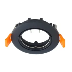 Prios Deckeneinbauleuchte Fibur, schwarz, Zink, Ø 8,2 cm
