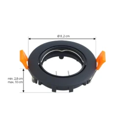 Prios Deckeneinbauleuchte Fibur, schwarz, Zink, Ø 8,2 cm