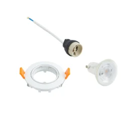 Prios Deckeneinbauleuchte Fibur, weiß, Zink, Ø 8,2 cm