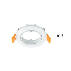 Prios Deckeneinbauleuchte Fibur, weiß, Zink, Ø 8,2 cm, 3er
