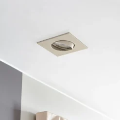 Prios Einbauleuchte Fibur, beige, 9 cm, GU10, 10er
