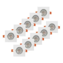 Prios Einbauleuchte Fibur, weiß, 9 cm, GU10, 10er