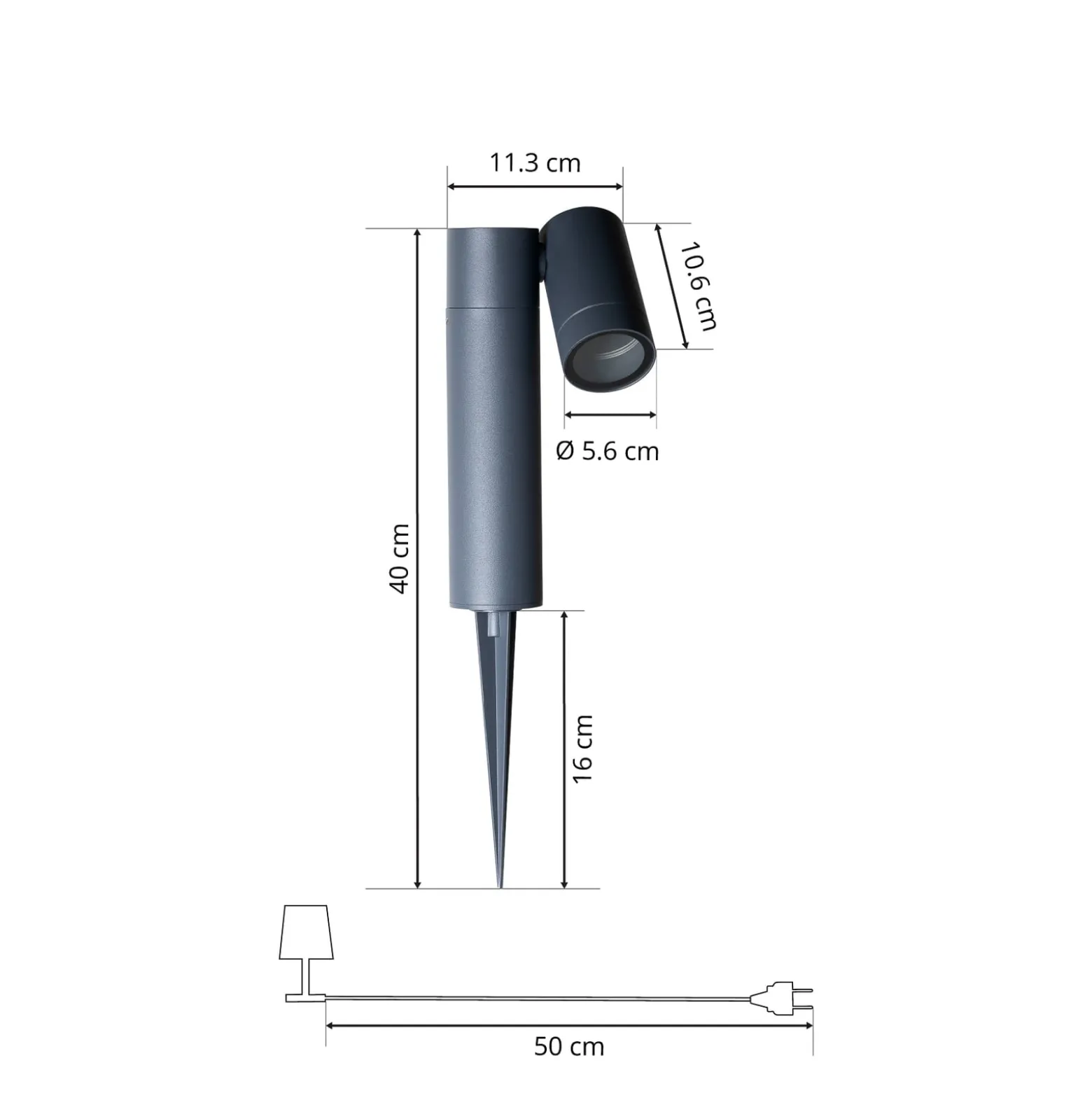Prios Erdspießstrahler Tulimar, 1-flg., anthrazit, IP65