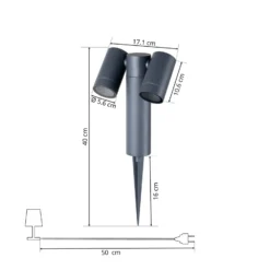 Prios Erdspießstrahler Tulimar, 2-flg., anthrazit, IP65