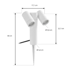 Prios Erdspießstrahler Tulimar, 2-flg., weiß, IP65