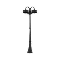 Prios LED-Außenleuchte Thorus, 204 cm, schwarz, 3-flg., IP44