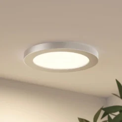 Prios LED-Deckenlampe Aureka, Ø 23 cm, silber, Metall