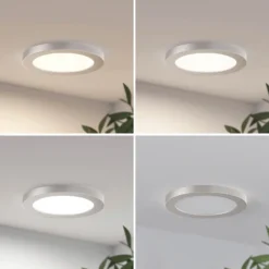 Prios LED-Deckenlampe Aureka, Ø 23 cm, silber, Metall
