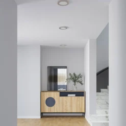 Prios LED-Deckenlampe Aureka, Ø 23 cm, silber, Metall