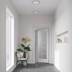 Prios LED-Deckenlampe Aureka, Ø 33 cm, silber, Metall