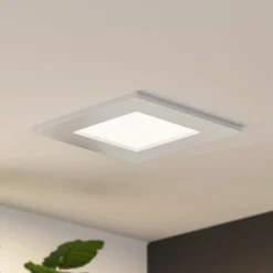 Prios LED-Einbaulampe Helina, silber, 11,5 cm, dimmbar