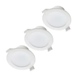 Prios LED-Einbaulampe Rida, 3er-Set, weiß, 15 cm, CCT, IP44