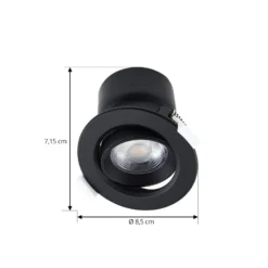 Prios LED-Einbauleuchte Shima, schwarz, 7 W, 3000K, dimmbar
