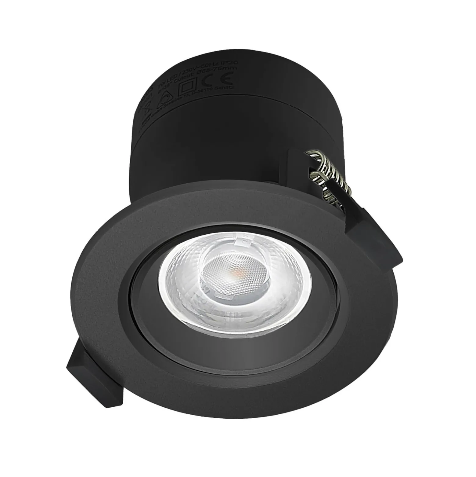 Prios LED-Einbauleuchte Shima, schwarz, 7 W, 3000K, dimmbar