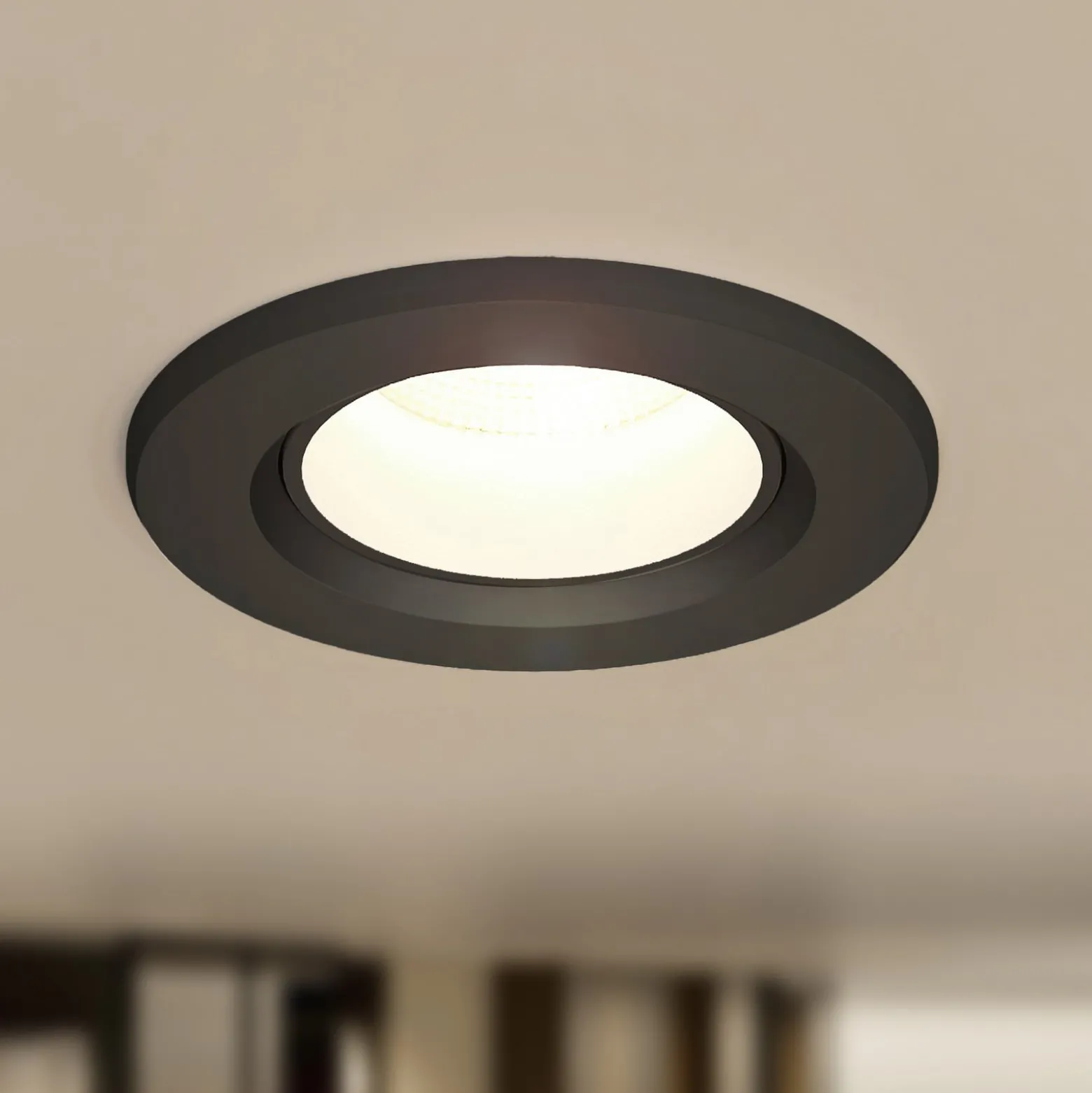 Prios LED-Einbauleuchte Shima, schwarz, 7 W, 3000K, dimmbar