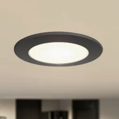 Prios LED-Einbaustrahler Rida, schwarz, Ø 12 cm, CCT, IP44
