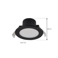 Prios LED-Einbaustrahler Rida, schwarz, Ø 12 cm, CCT, IP44