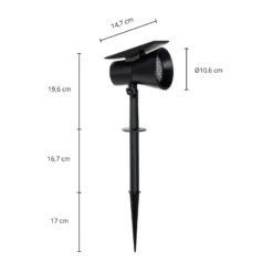 Prios LED-Solarstrahler Birko, Höhe 56 cm, schwarz, Erdspieß