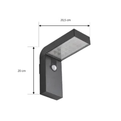 Prios LED-Solar-Wandleuchte Aurino, schwarz, Sensor, IP44