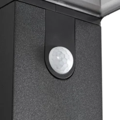 Prios LED-Solar-Wandleuchte Aurino, schwarz, Sensor, IP44